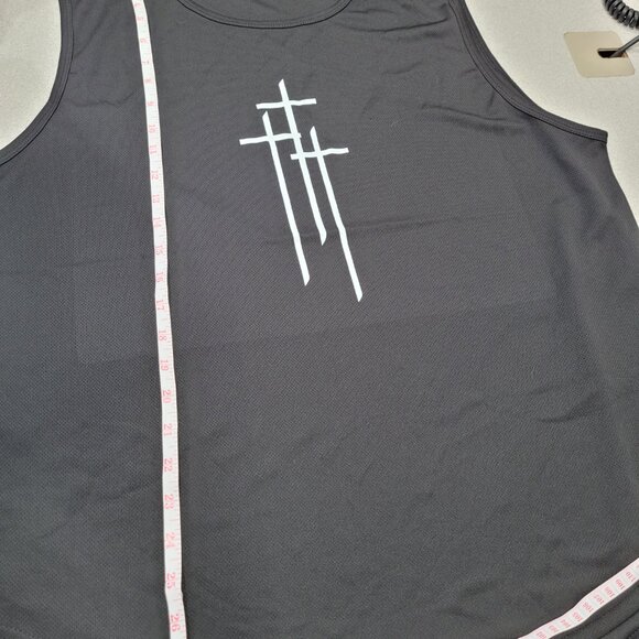 (4 For $20) Men's Three Cross Muscle Tank, size Large Black Shirt, white crosses - Picture 4 of 6